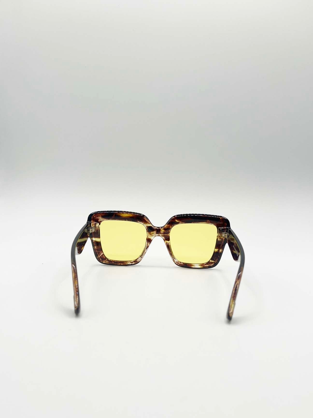 Bold Square Sunglasses in Leopard Yellow