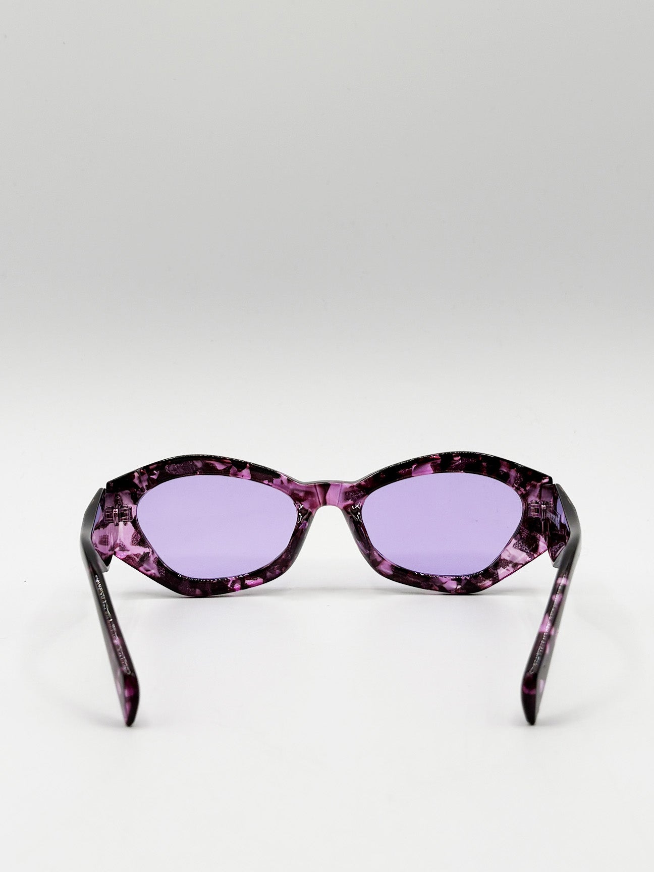 Retro Polygonal Cat-Eye Sunglasses in Purple
