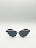 Cat Eye Sunglasses with Thin Chain Arm Multi