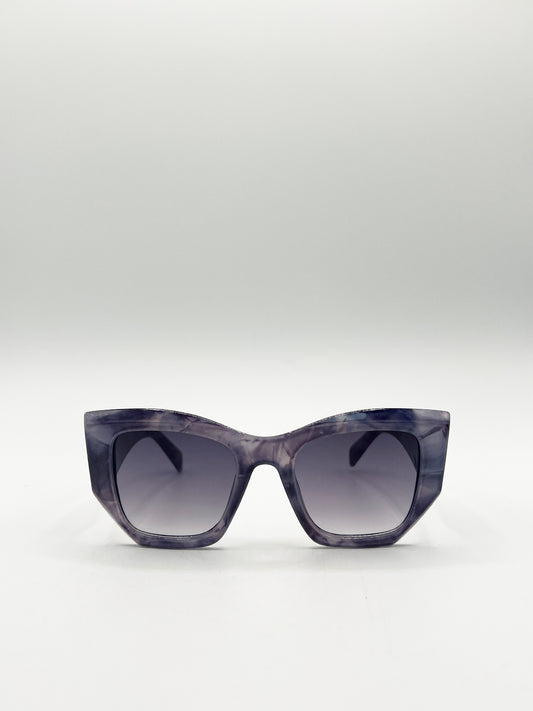 Square Cat-Eye Sunglasses in Purple Multi