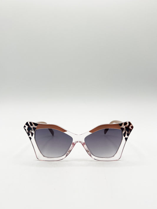 Oversized Cat-Eye Sunglasses in Nude