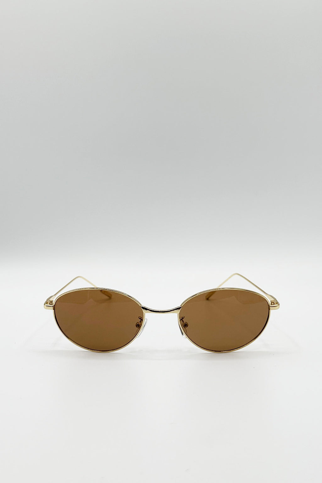 Oval Shape Retro Sunglasses In Gold