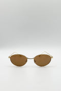 Oval Shape Retro Sunglasses In Gold