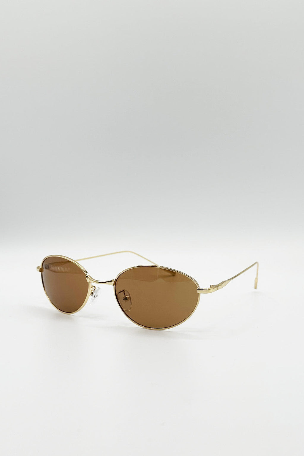 Oval Shape Retro Sunglasses In Gold