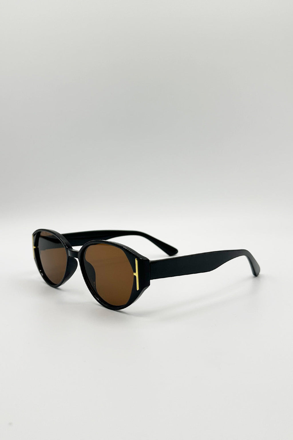 Oval Shape Retro Sunglasses In Black