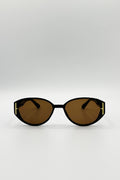 Oval Shape Retro Sunglasses In Black