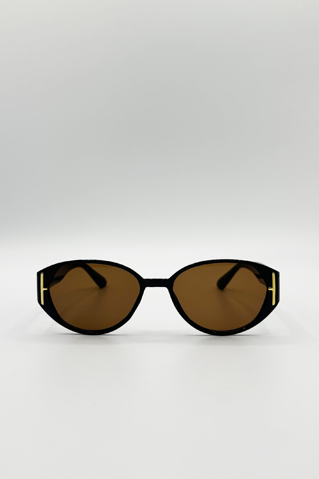 Oval Shape Retro Sunglasses In Black