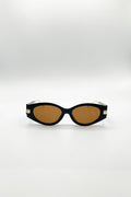 Oval Metal Detail Sunglasses In Black