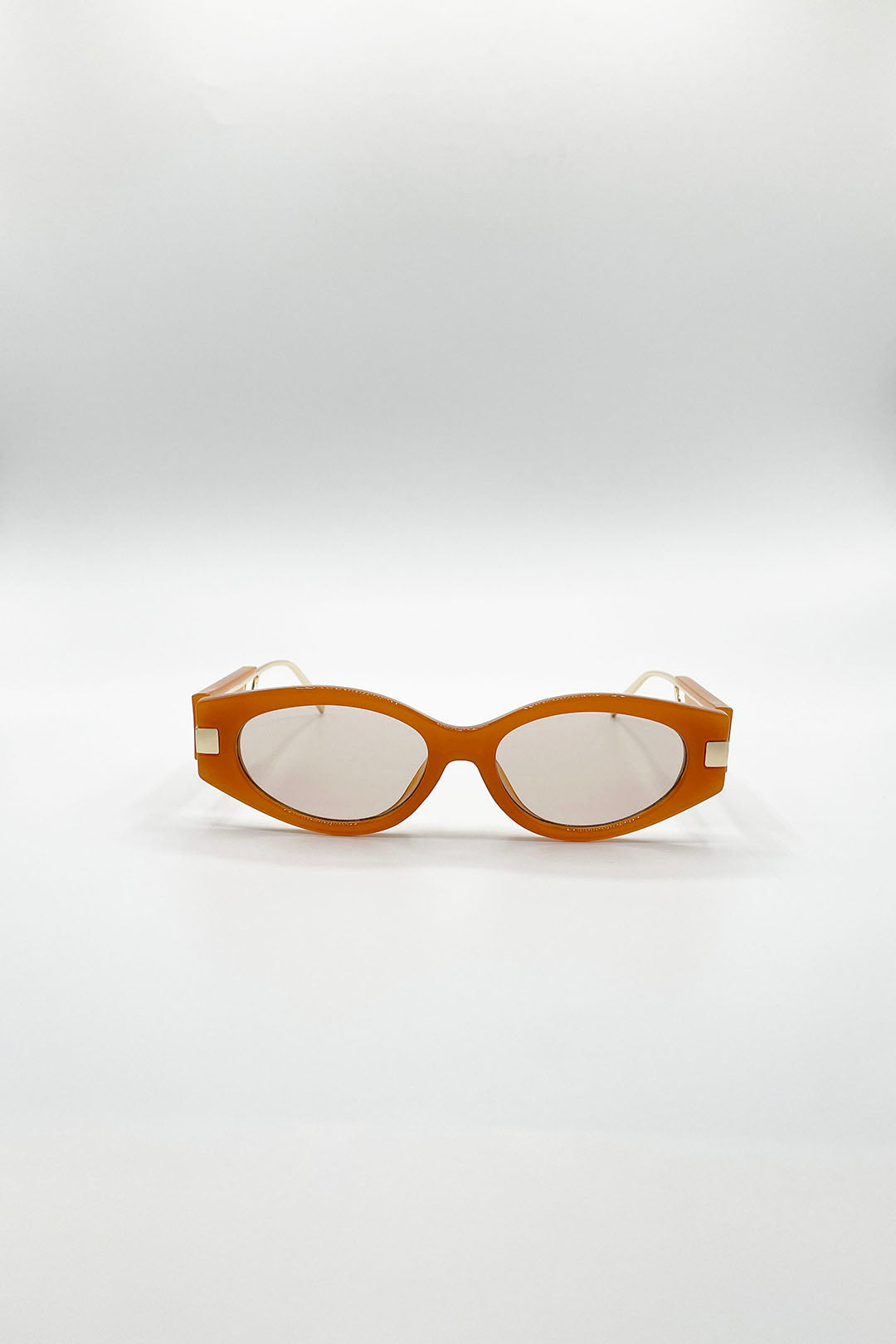 Oval Metal Detail Sunglasses In Orange