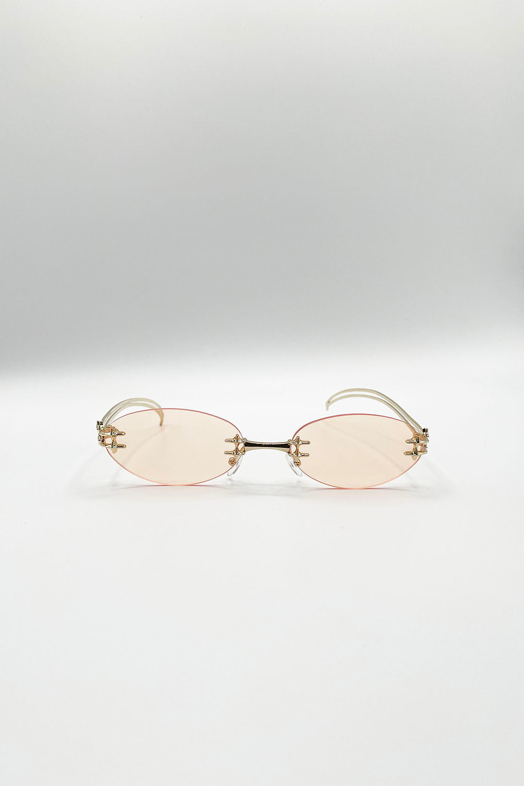 Rimless Oval Sunglasses In Brown