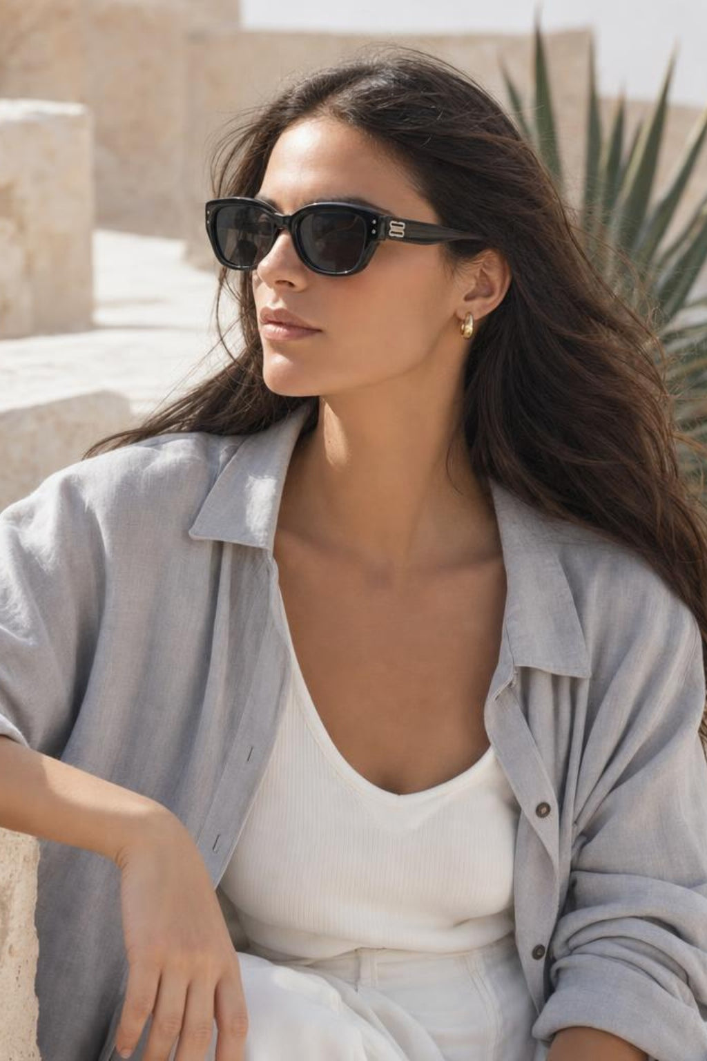 Classic Square Cat Eye Sunglasses In Black