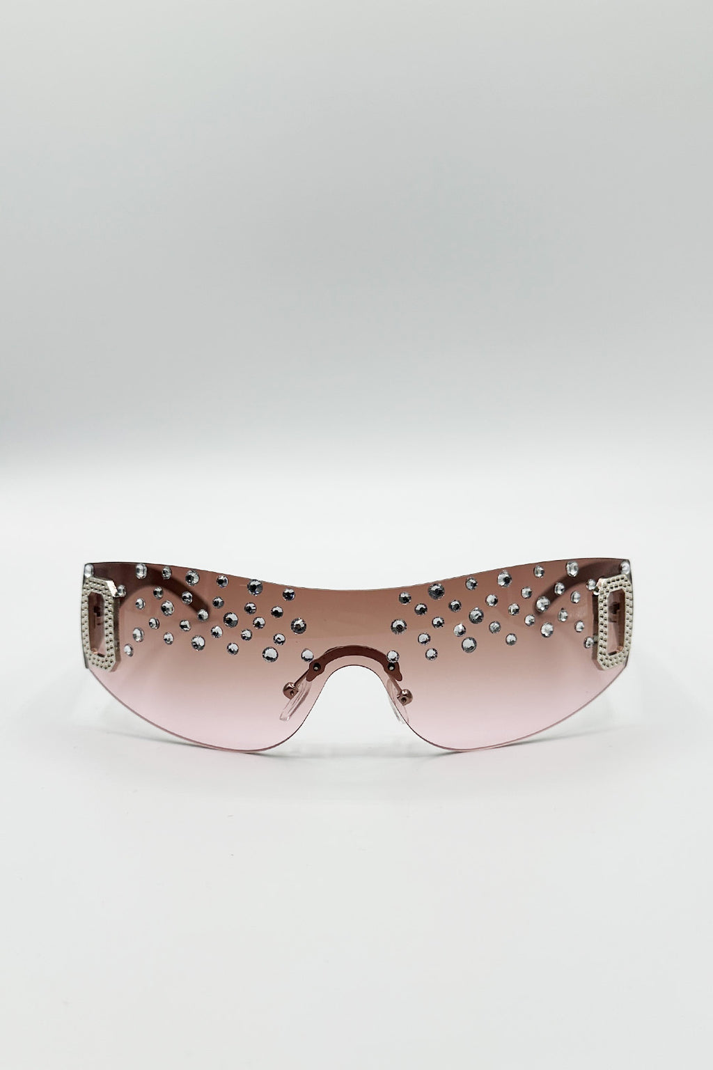 Racer Diamante Sunglasses In Pink
