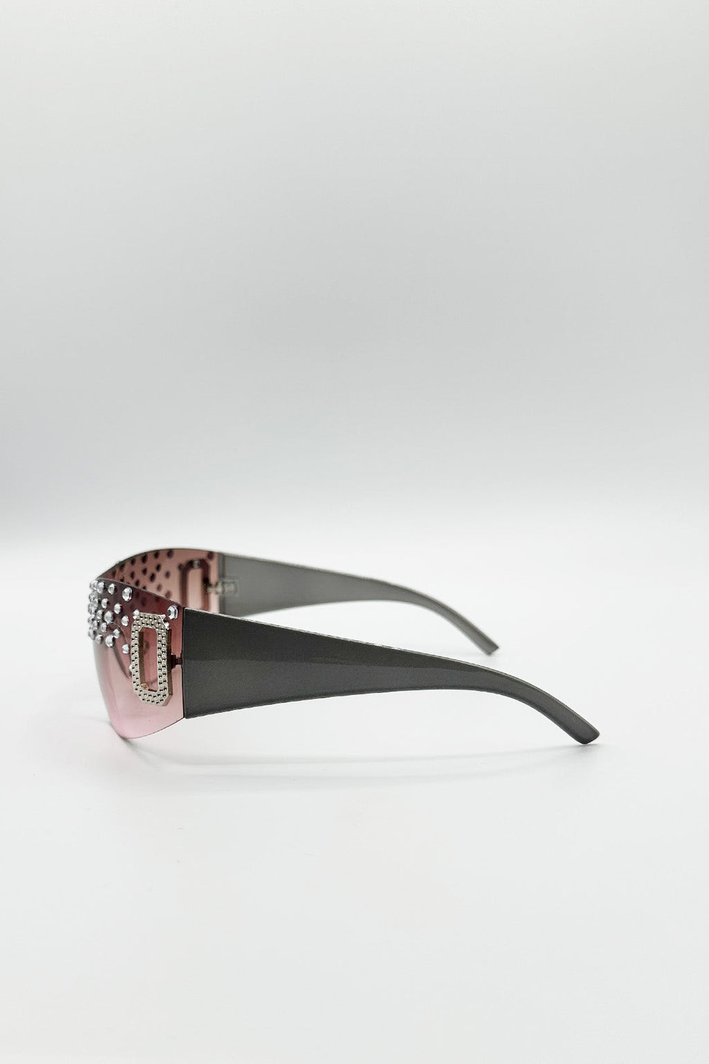 Racer Diamante Sunglasses In Pink