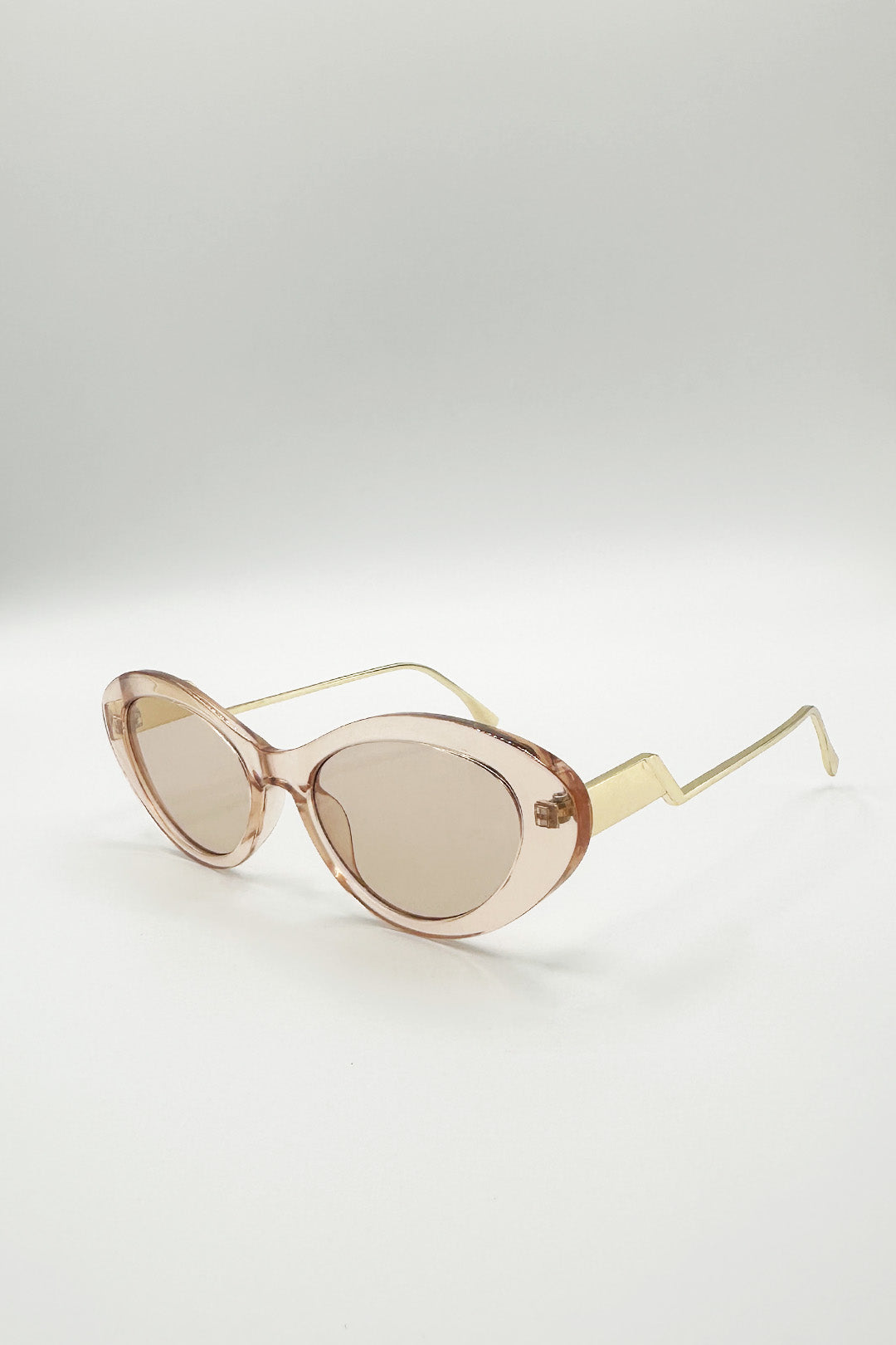 Cat Eye Metal Side Detail Sunglasses In Champagne