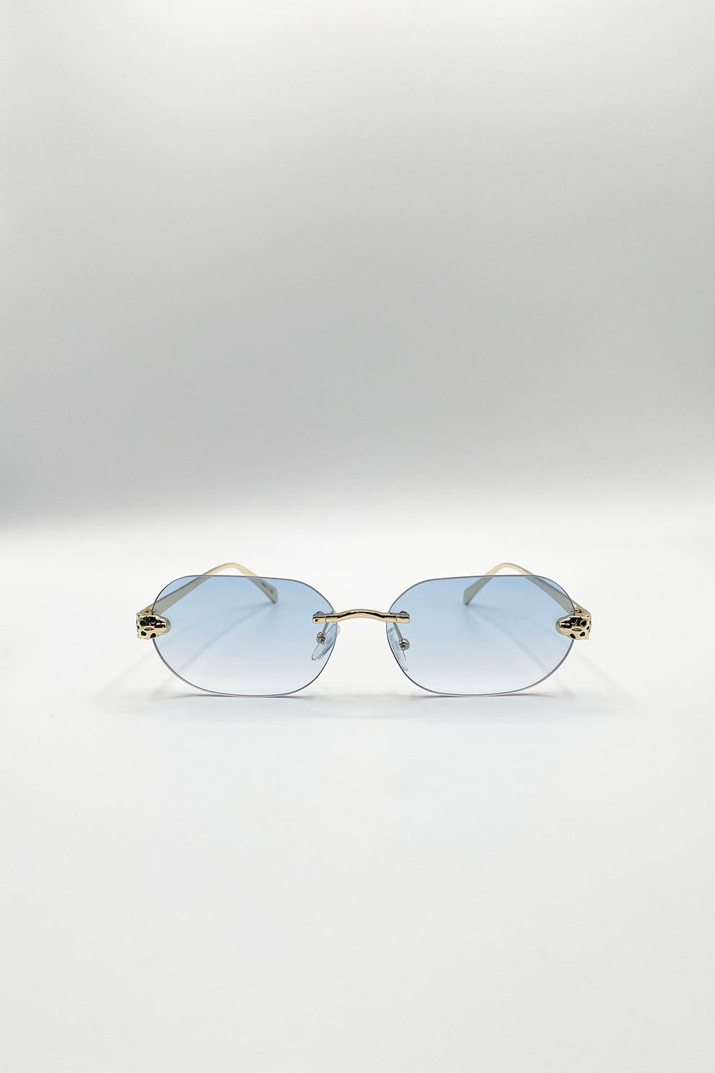 Jaguar Detail Rimless Sunglasses In Blue