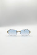 Jaguar Detail Rimless Sunglasses In Blue
