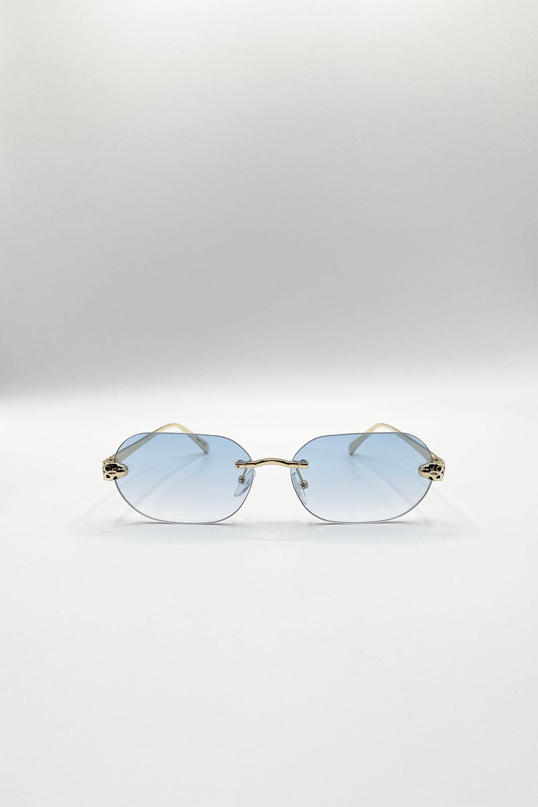 Jaguar Detail Rimless Sunglasses In Blue