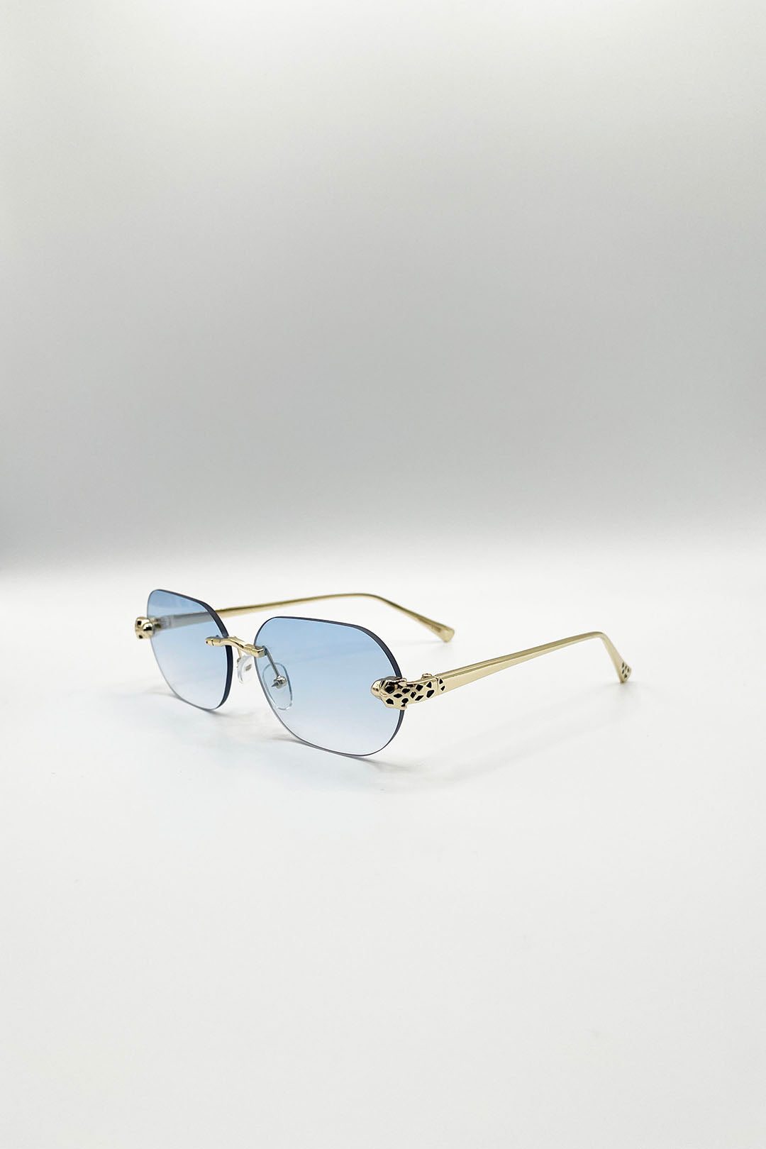 Jaguar Detail Rimless Sunglasses In Blue