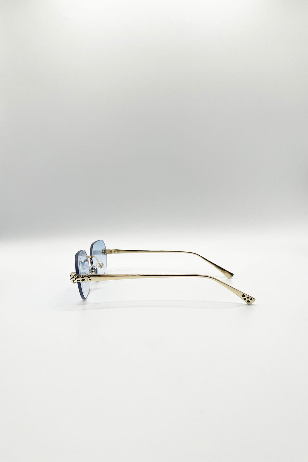Jaguar Detail Rimless Sunglasses In Blue