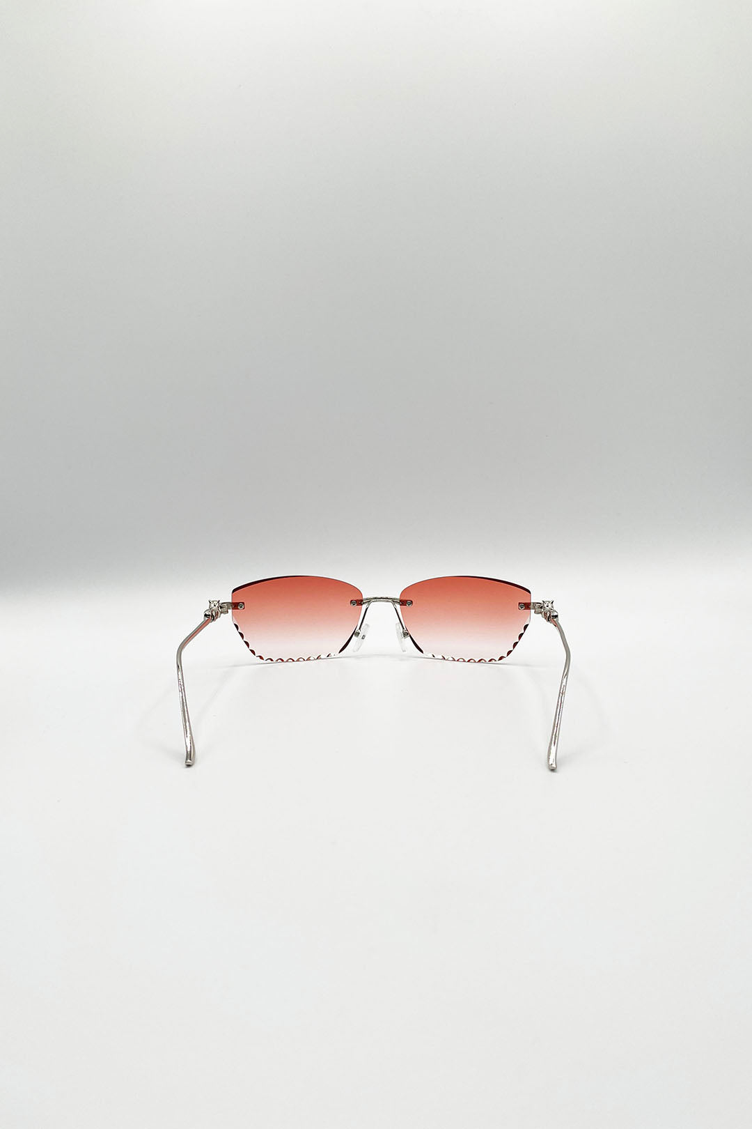 Cat Eye Rimless Sunglasses In Orange