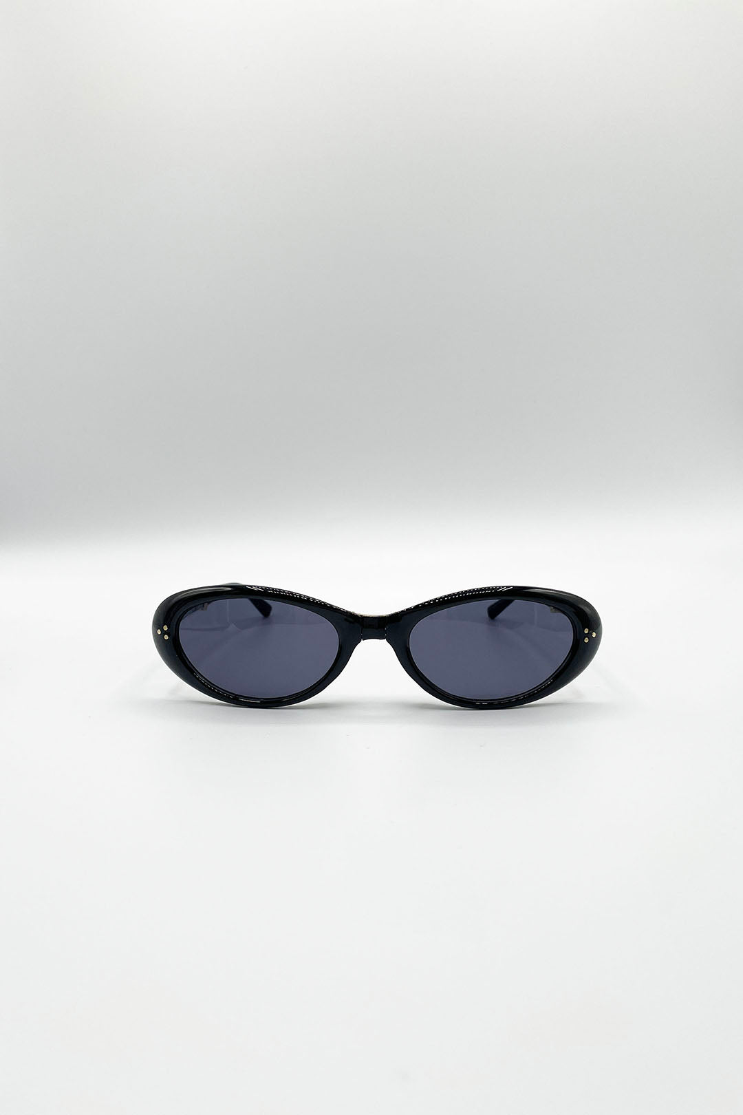 Oval Foldable Retro Sunglasses In Black
