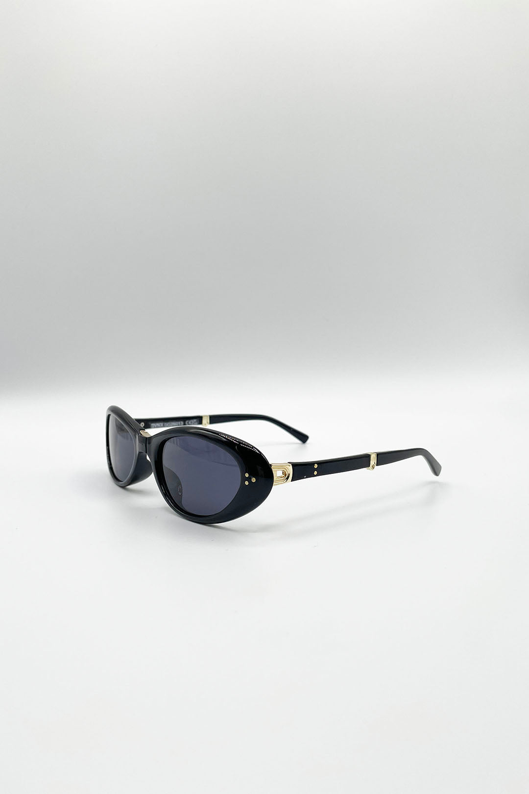 Oval Foldable Retro Sunglasses In Black