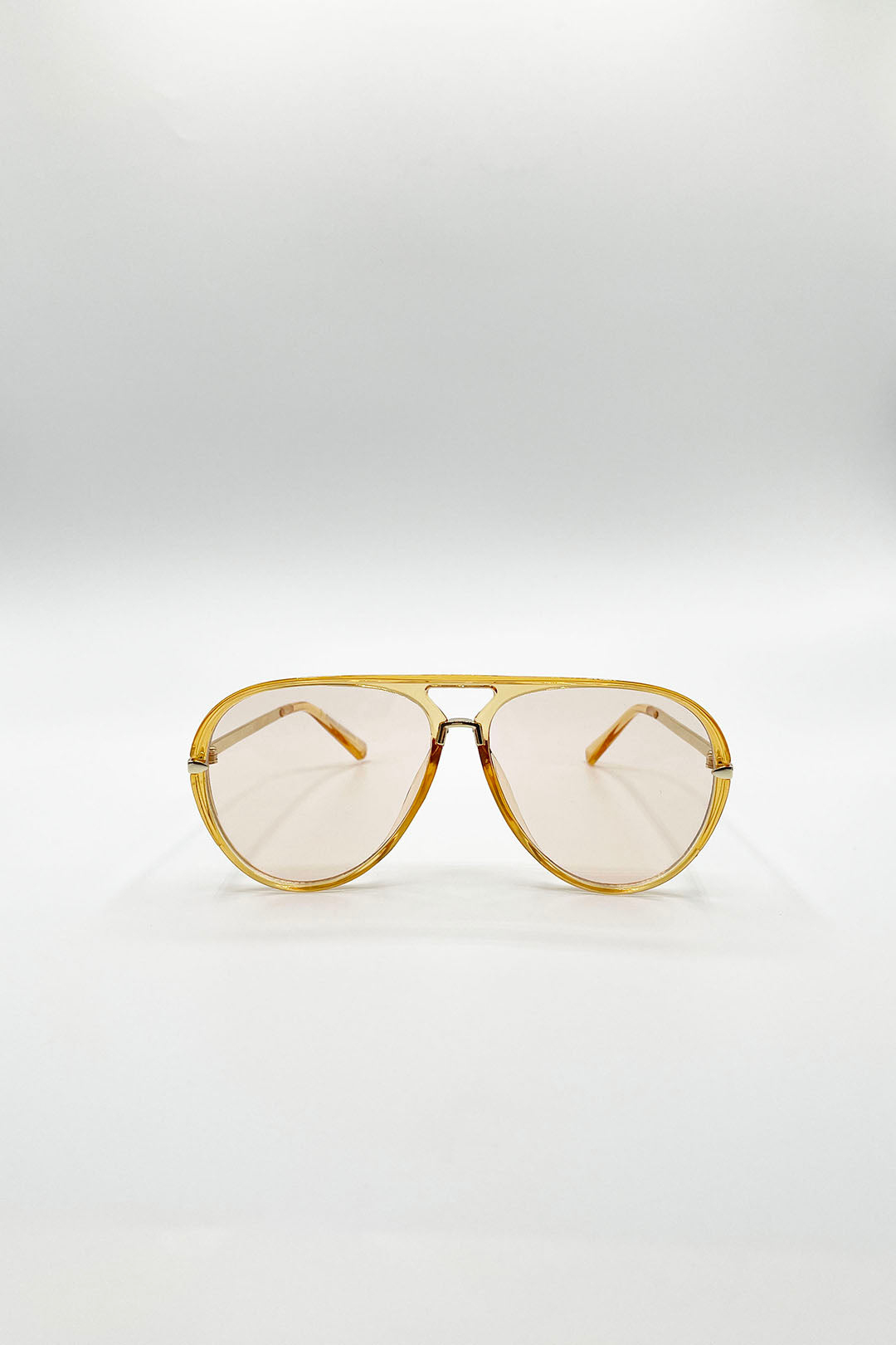 Bold Aviator Metal Arm Sunglasses In Champagne In Champagne
