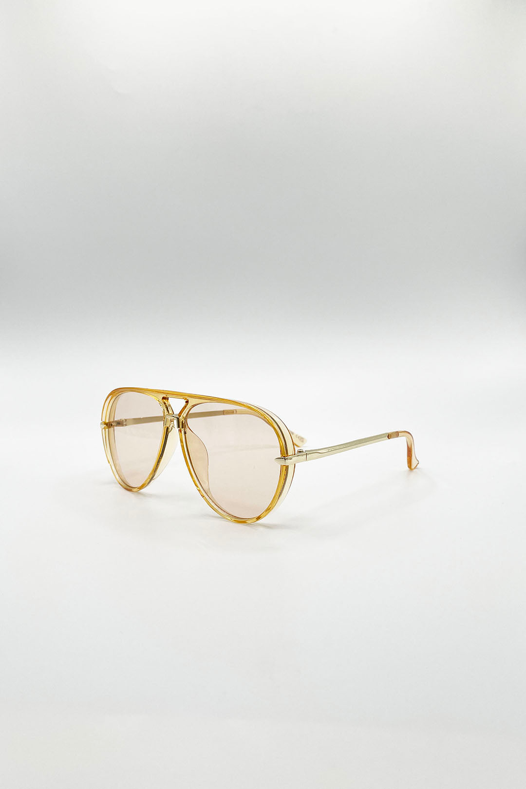 Bold Aviator Metal Arm Sunglasses In Champagne In Champagne
