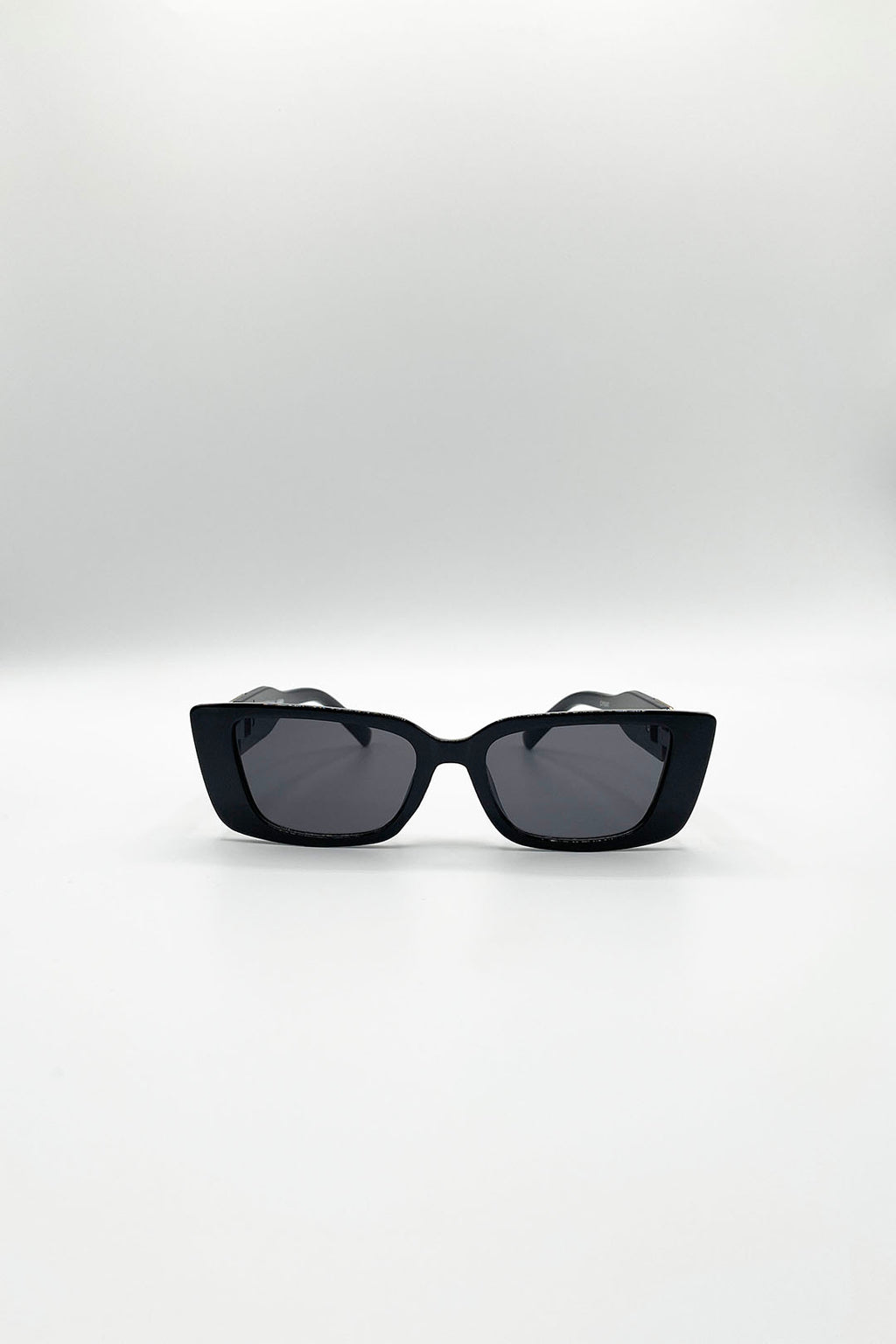 Rectangle Cateye Side Detail Sunglasses In Black/Gold
