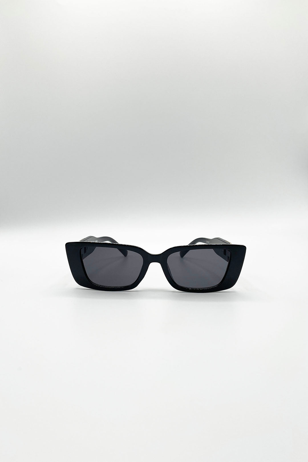Rectangle Cateye Side Detail Sunglasses In Black/Gold