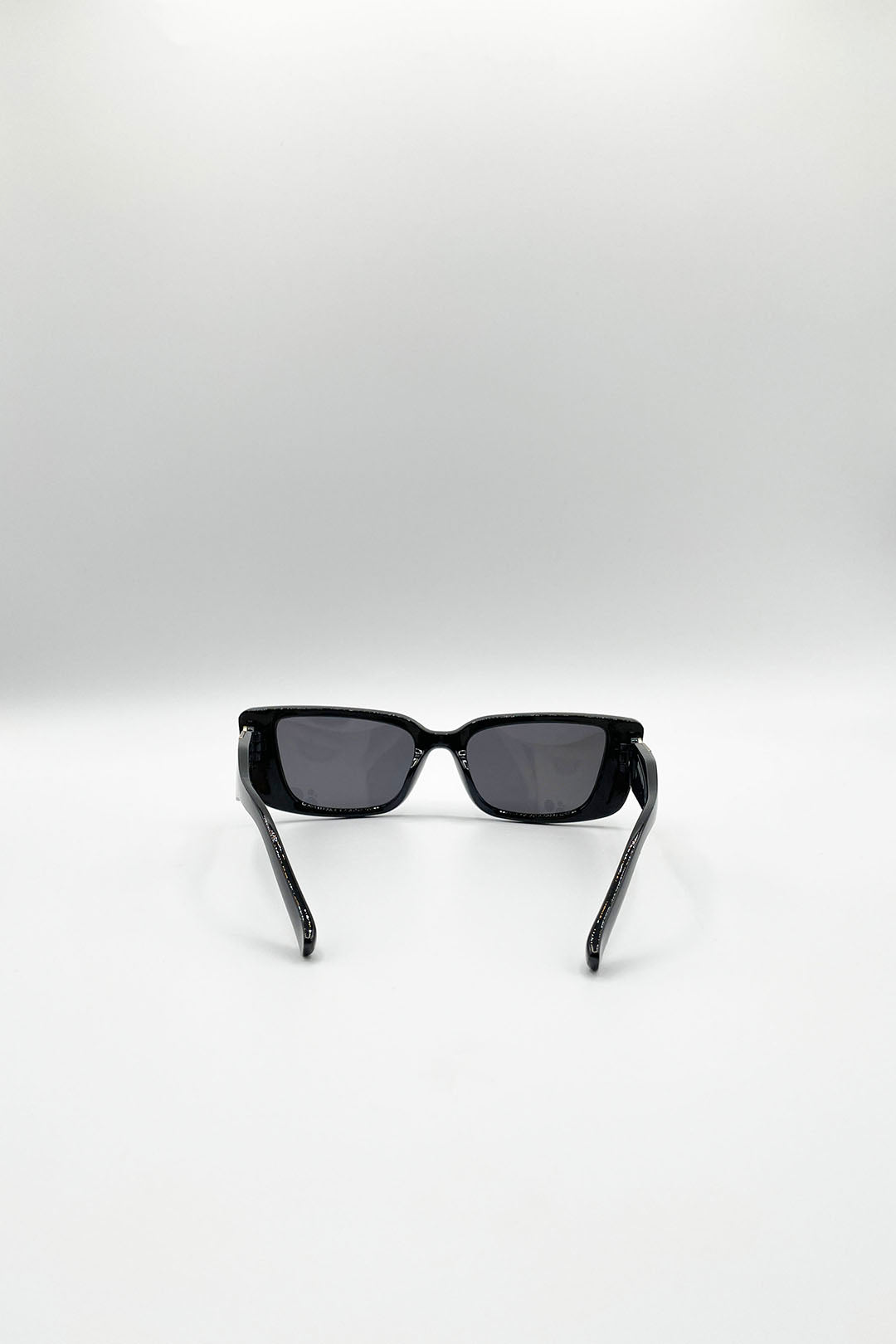 Rectangle Cateye Side Detail Sunglasses In Black/Gold