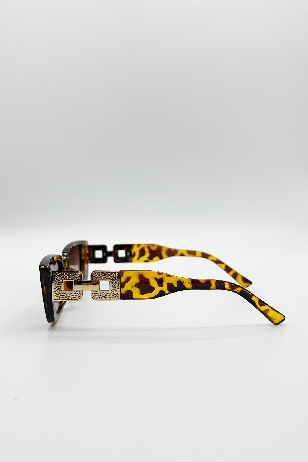 Rectangle Cateye Side Detail Sunglasses In Leopard