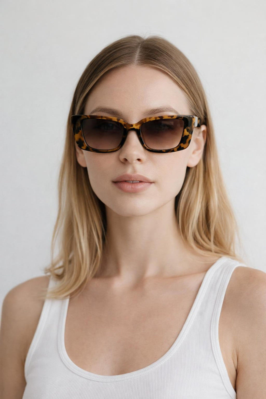 Rectangle Cateye Side Detail Sunglasses In Leopard