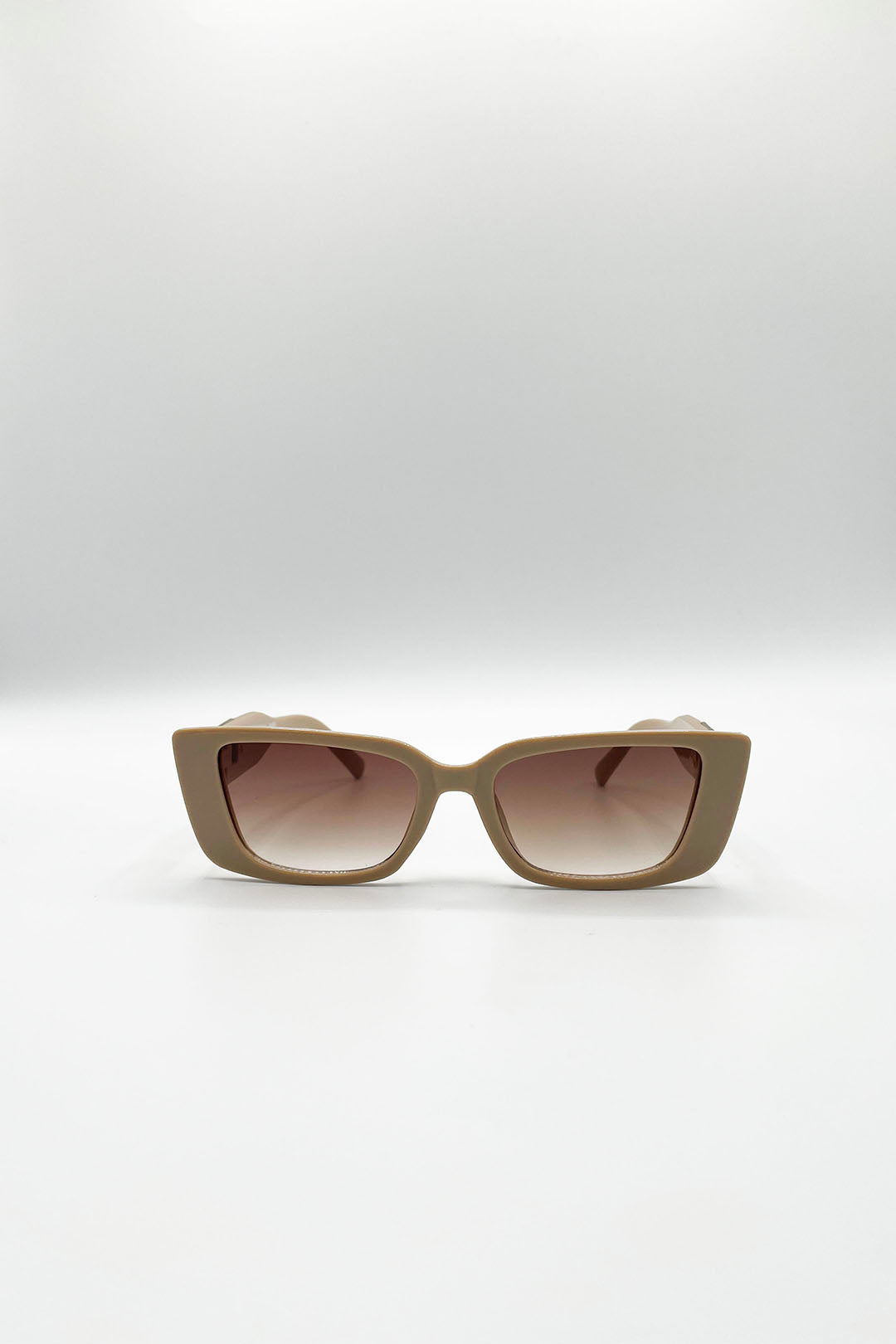 Rectangle Cateye Side Detail Sunglasses In Khaki