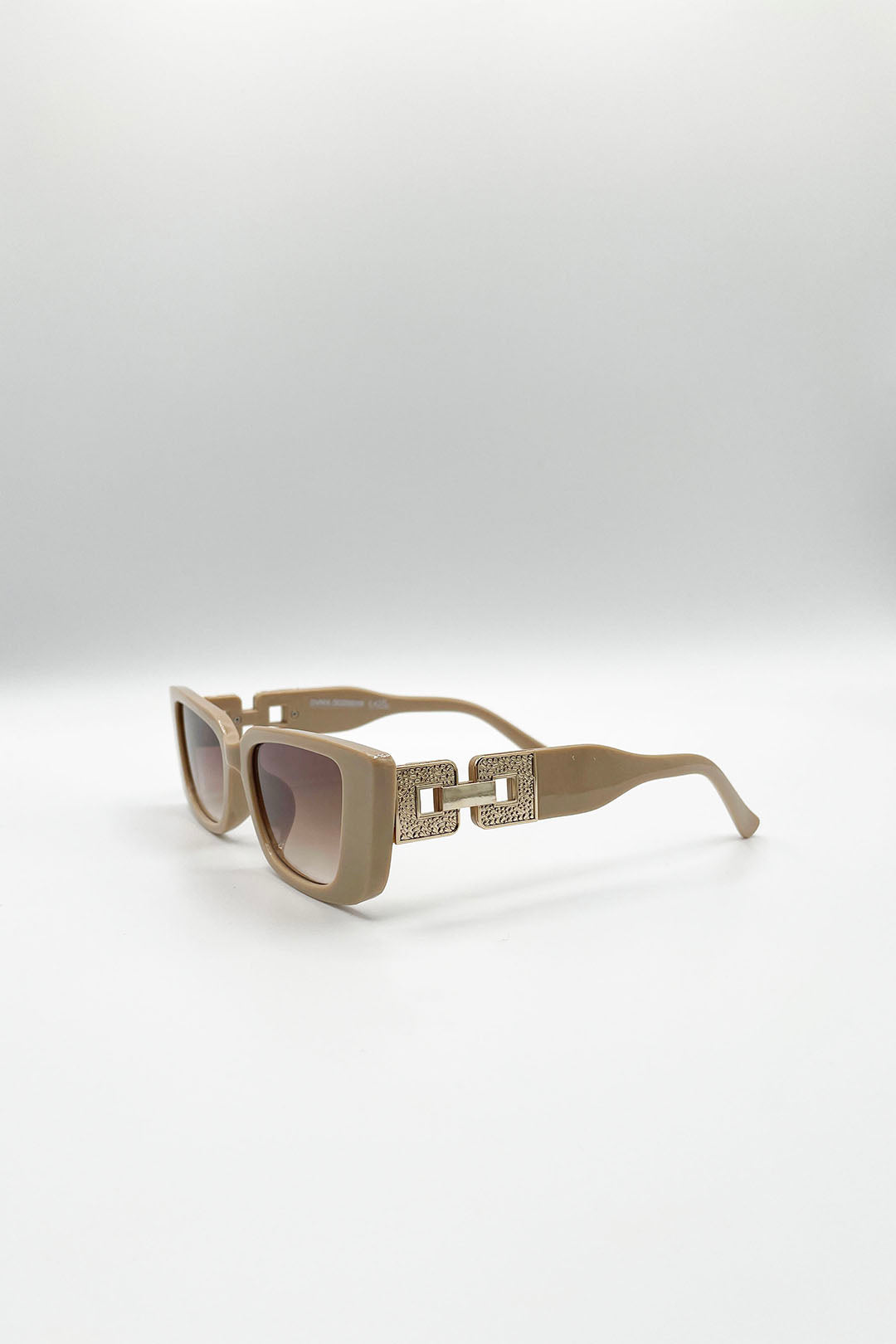 Rectangle Cateye Side Detail Sunglasses In Khaki