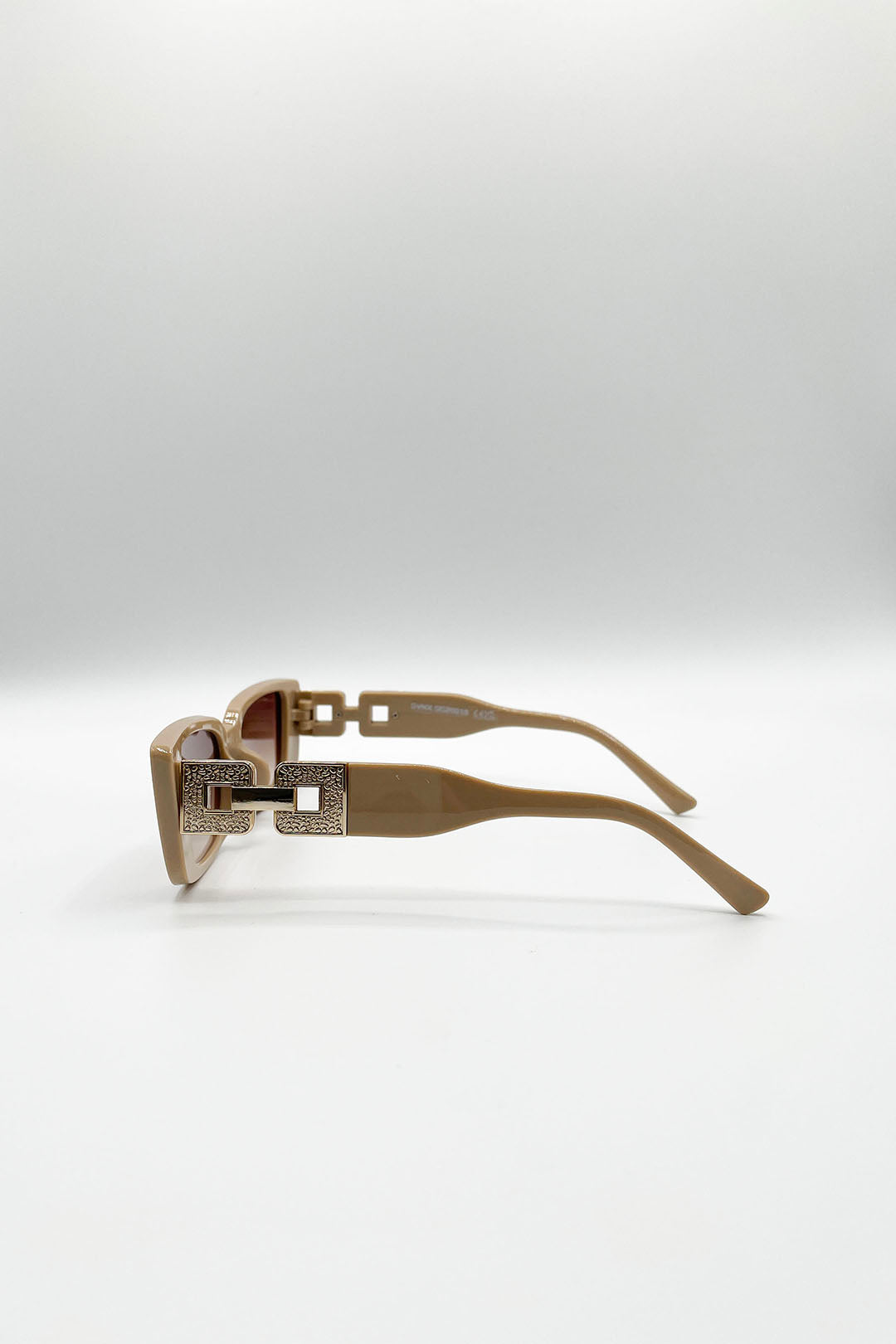 Rectangle Cateye Side Detail Sunglasses In Khaki