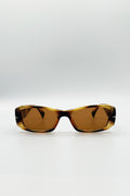 Bold Retangle Sunglasses In Brown Stripe
