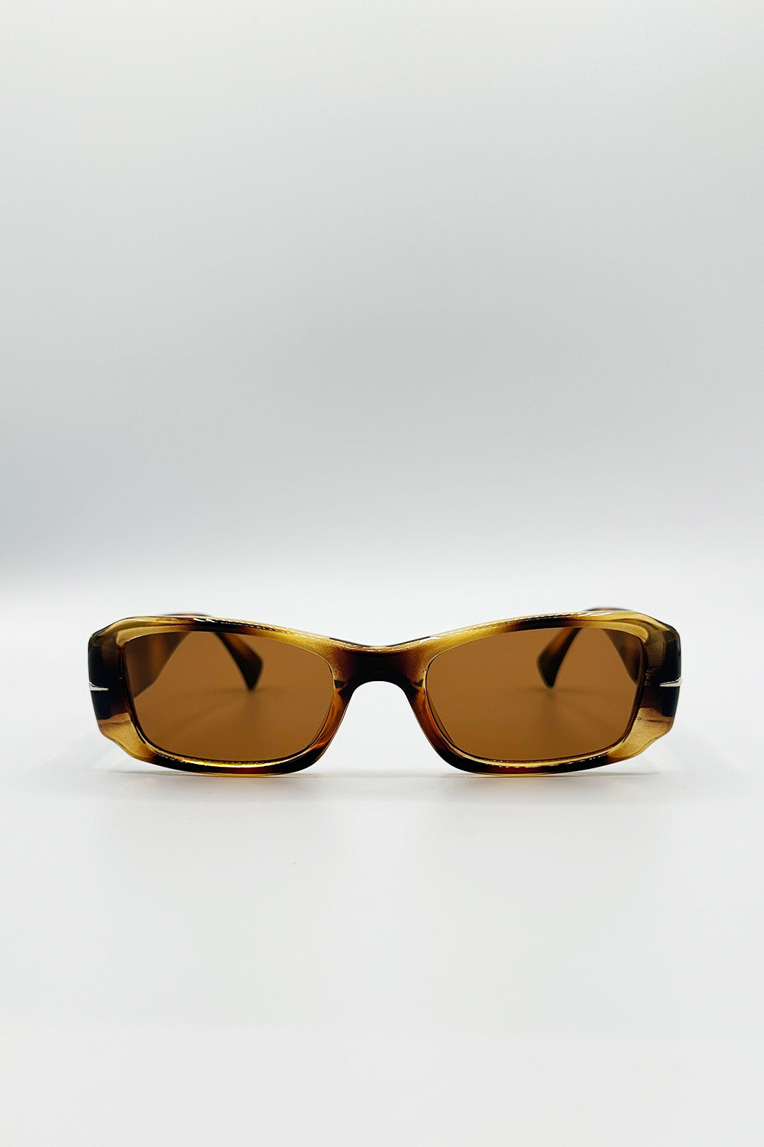 Bold Retangle Sunglasses In Brown Stripe