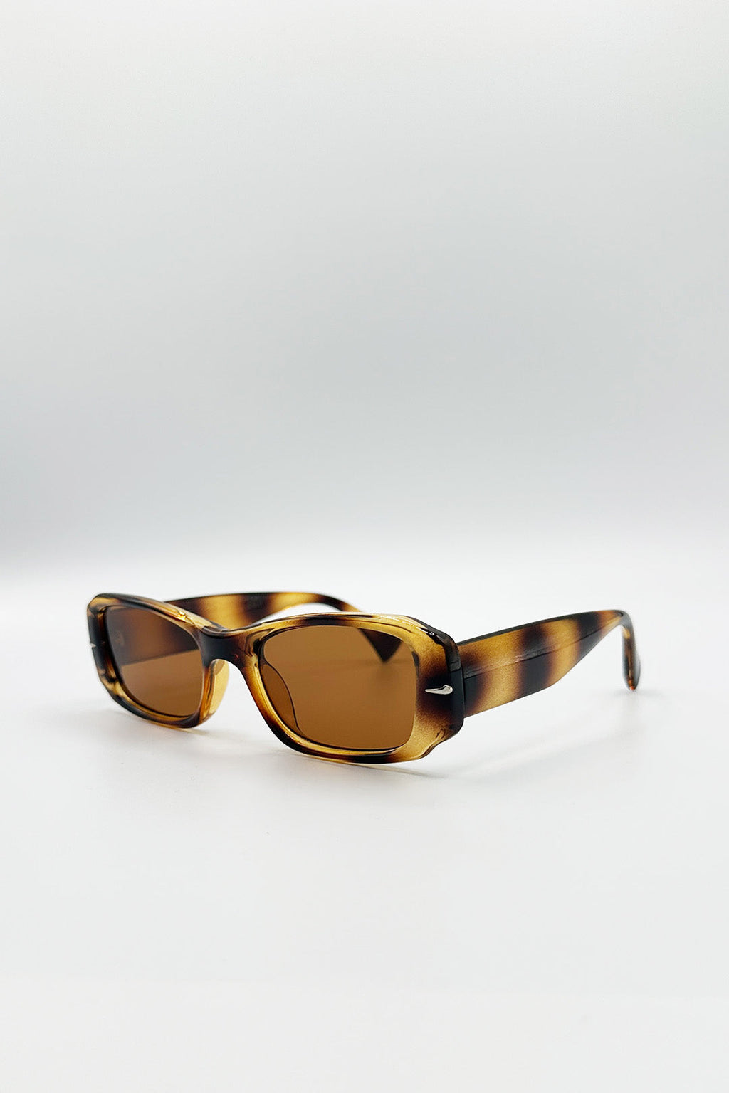 Bold Retangle Sunglasses In Brown Stripe