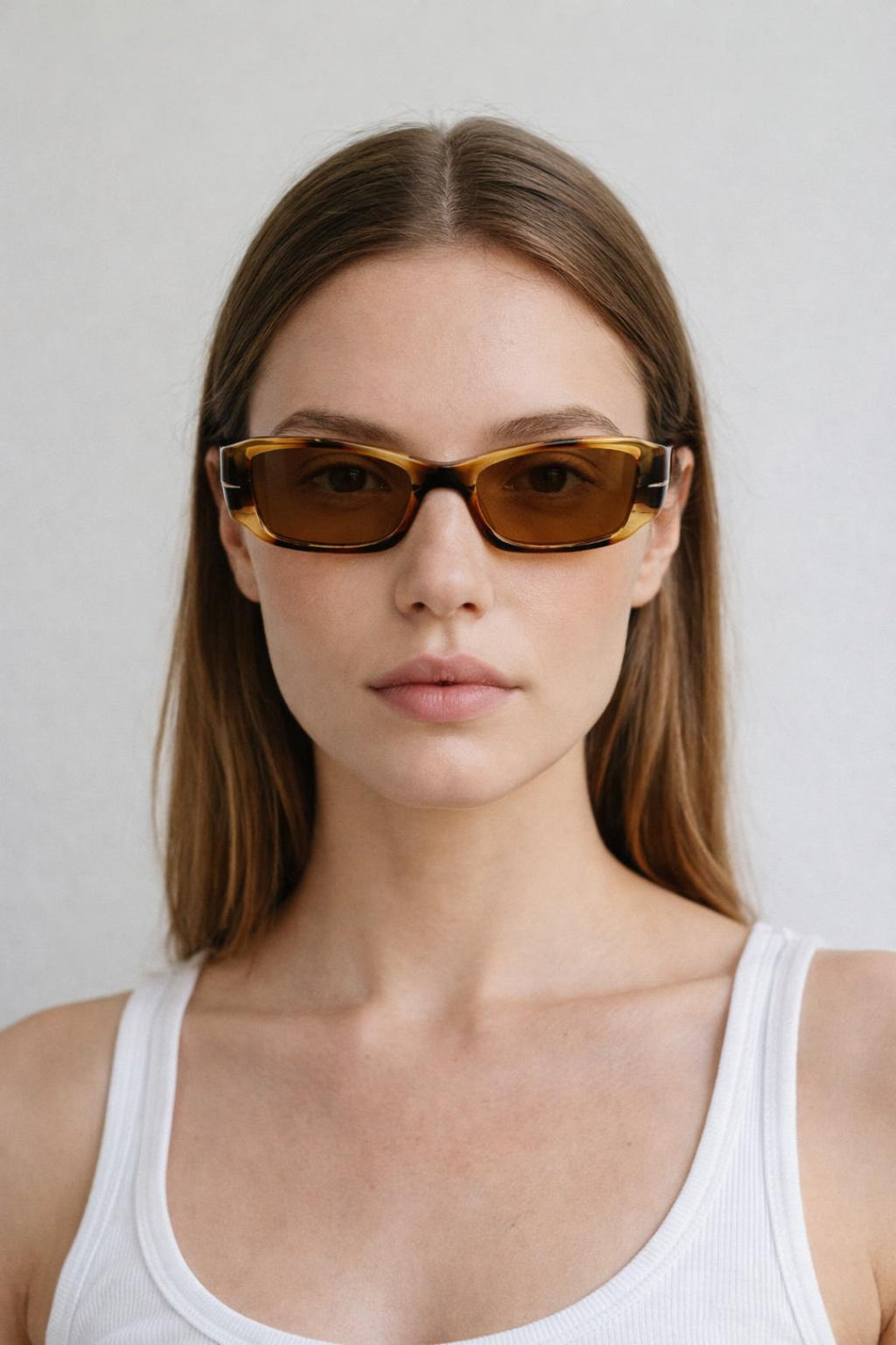 Bold Retangle Sunglasses In Brown Stripe