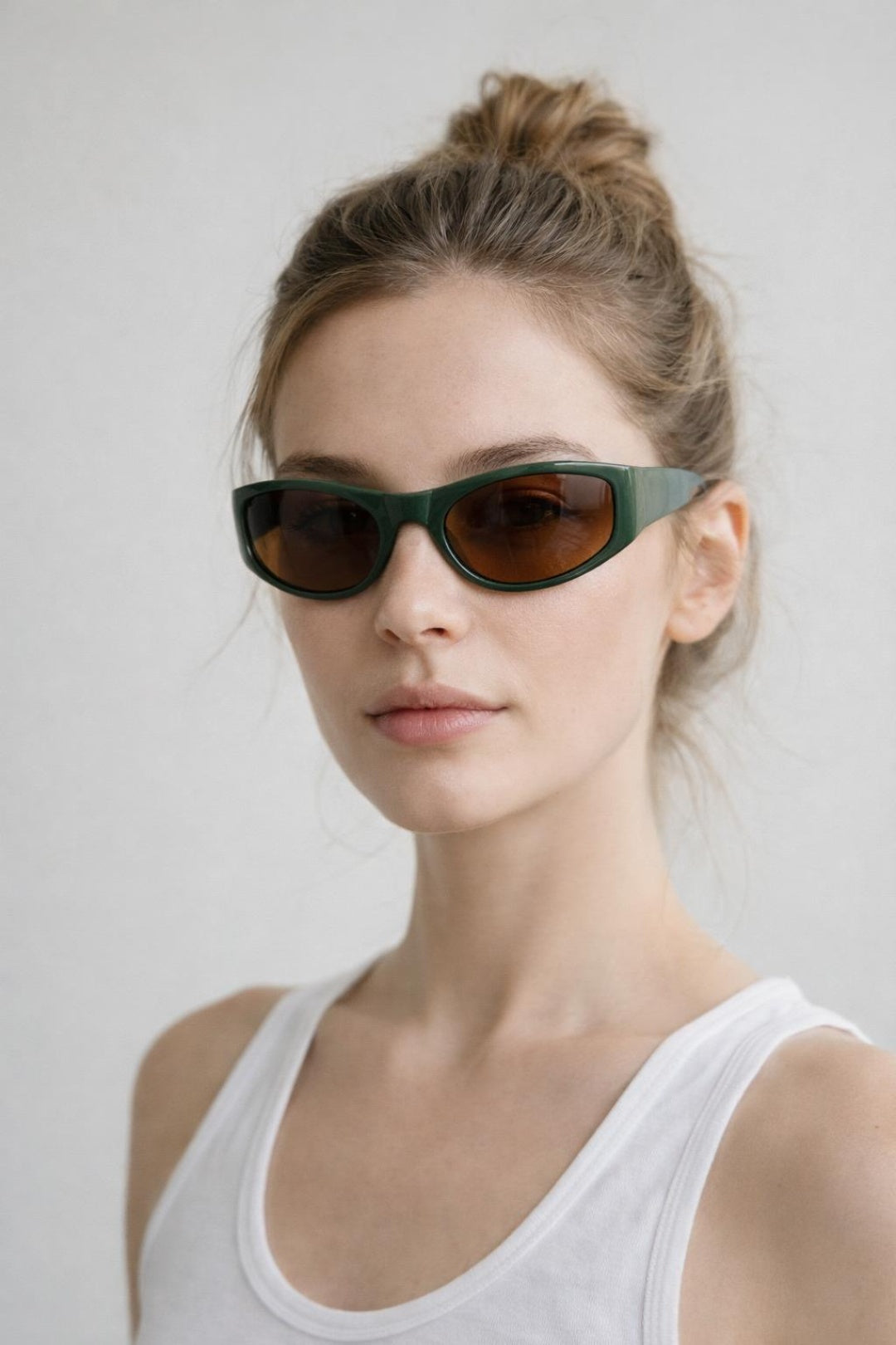 Racer Wrap Around Sunglasses In Dark Green