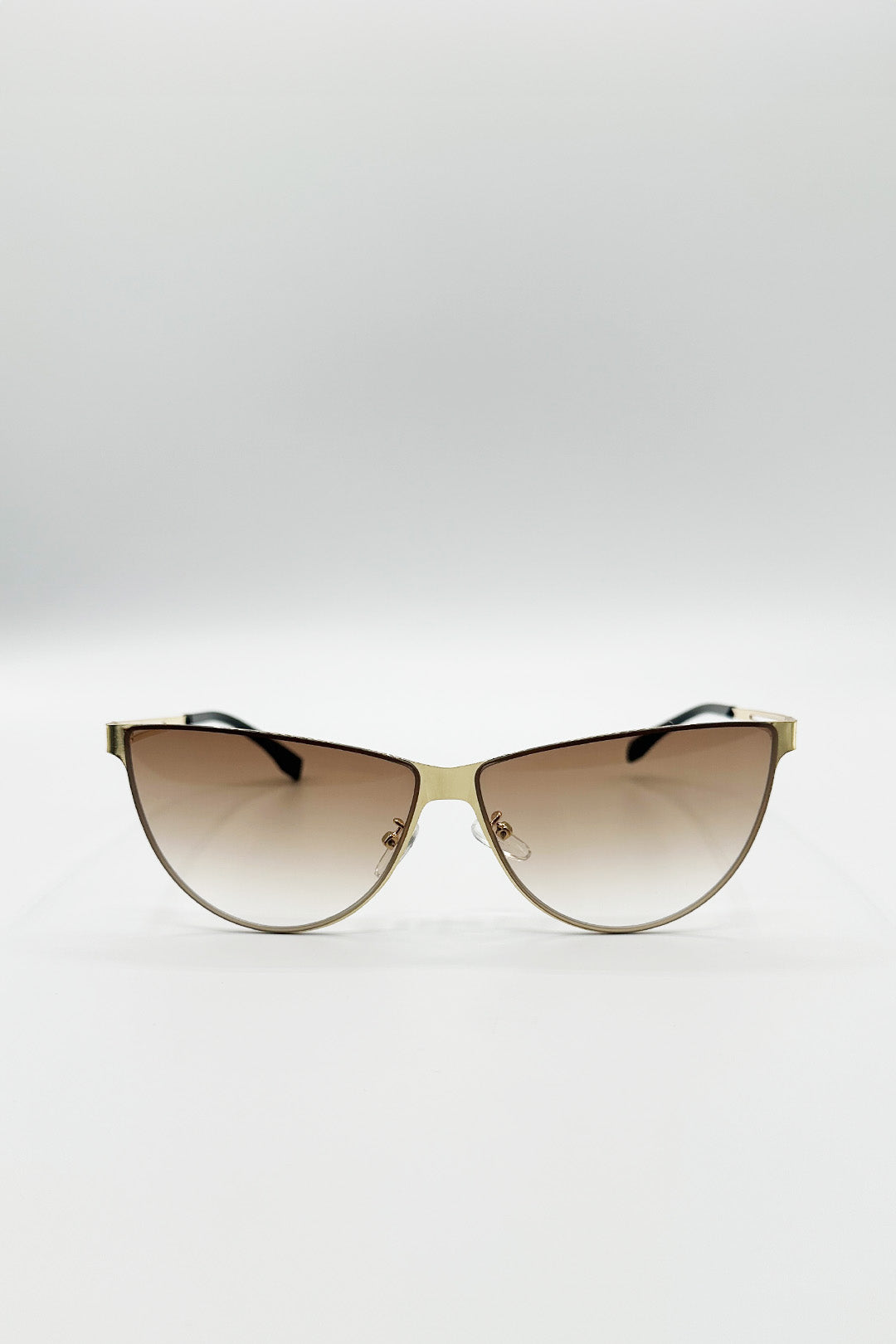 Round Flat Top Metal Sunglasses  In Brown