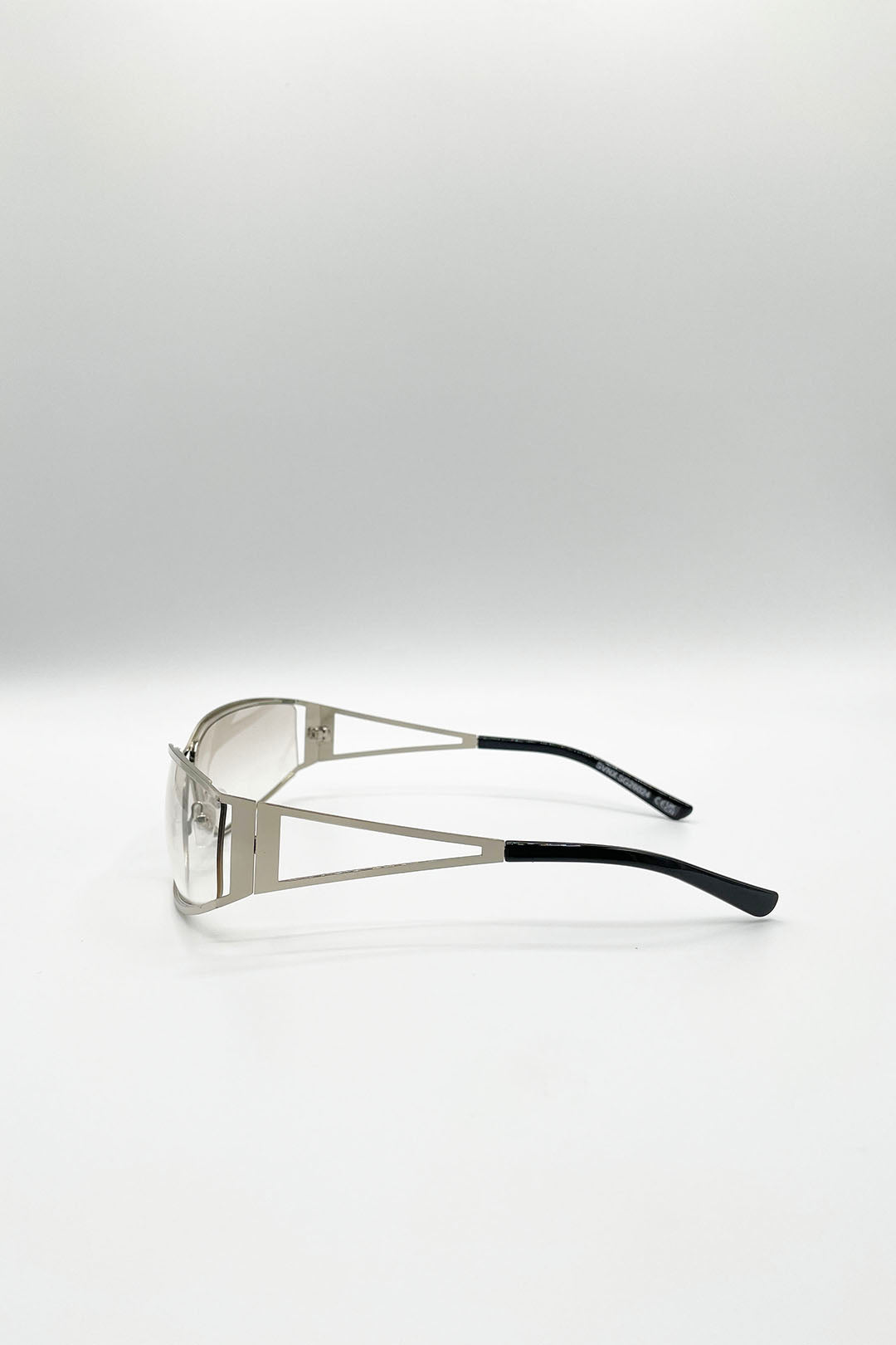 Retangle Wrap Around Metal Sunglasses In Sliver