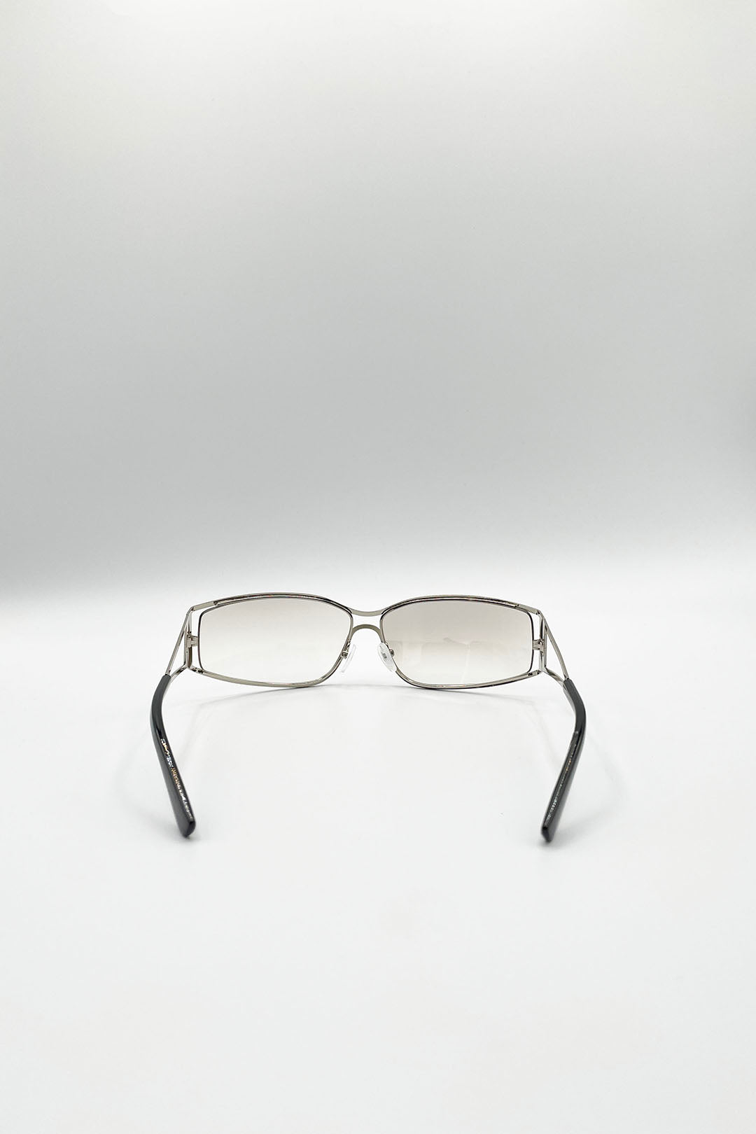 Retangle Wrap Around Metal Sunglasses In Sliver