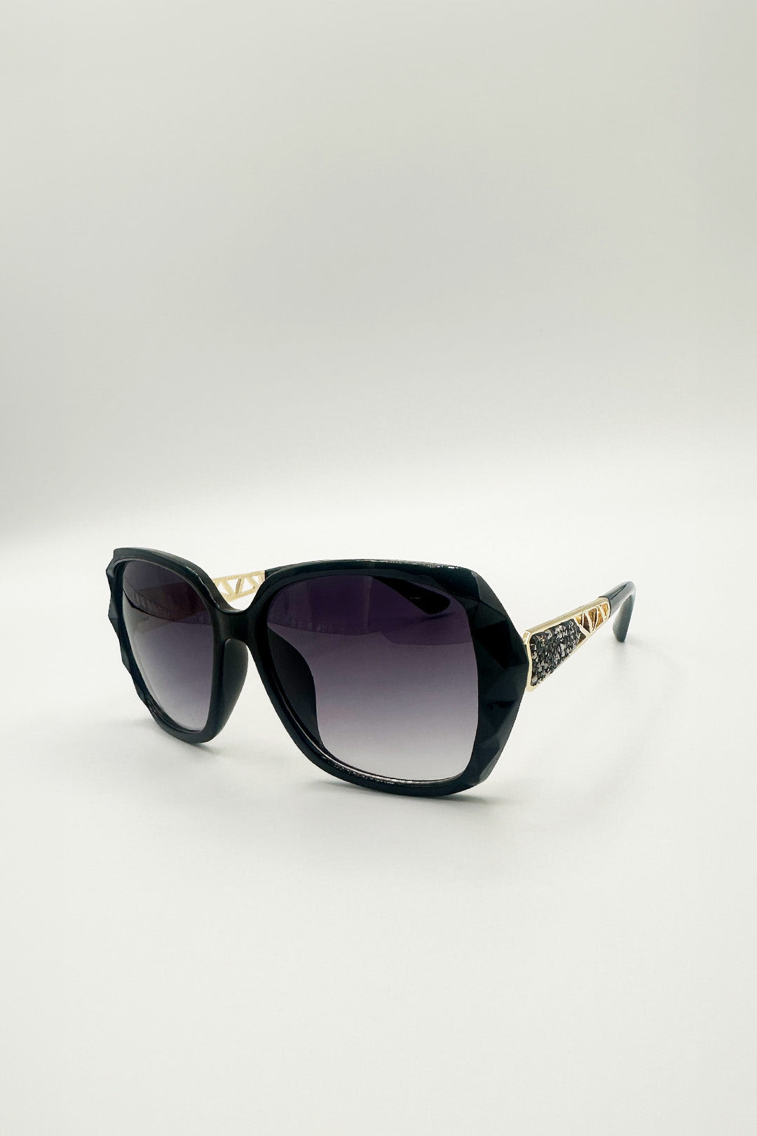 Round Square Side Detail Sunglasses In Black