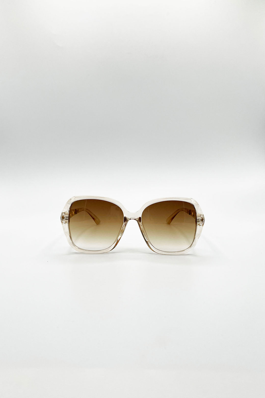 Round Square Side Detail Sunglasses In Champagne