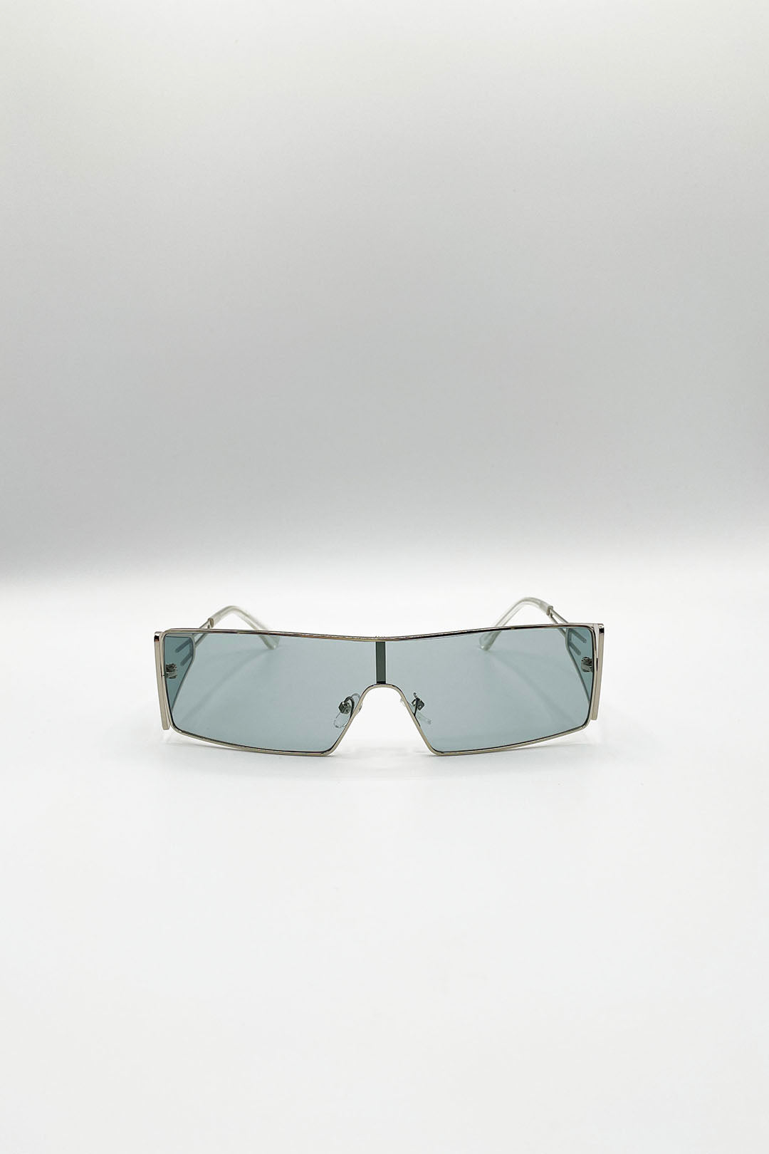 Wraparound Flattop Metal Sunglasses In Black