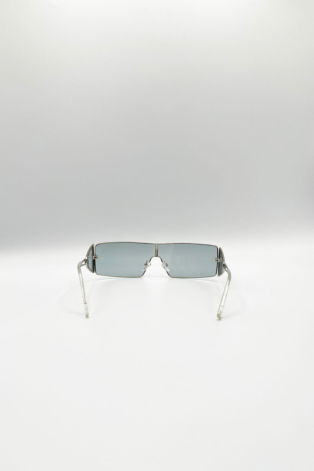 Wraparound Flattop Metal Sunglasses In Black