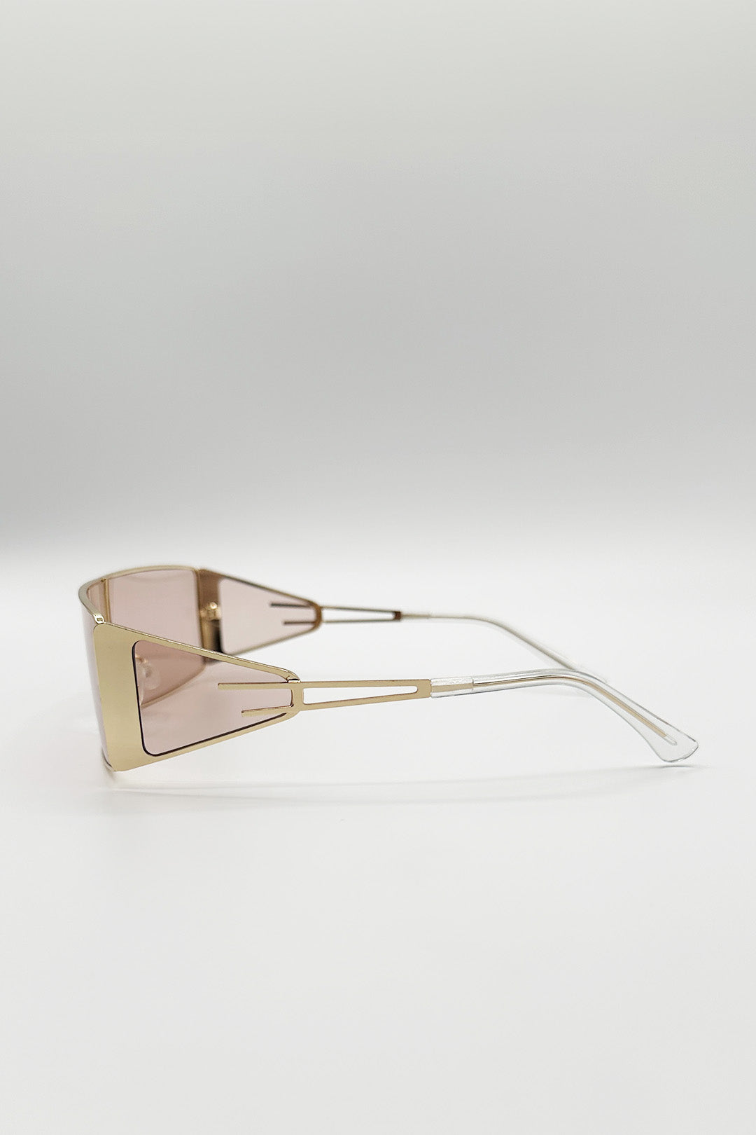 Retangle Flattop Metal Sunglasses In Brown