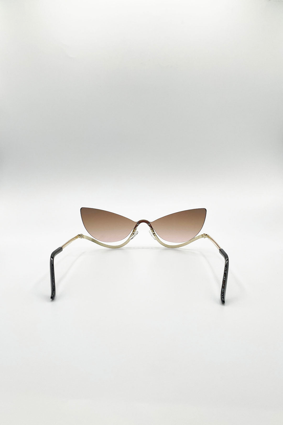 Butterfly Dimante Rimless Sunglasses In Brown